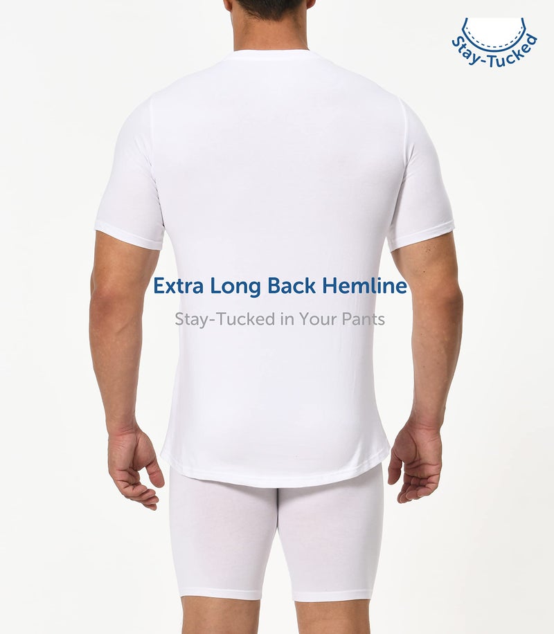 Comfneat Men's 3-Pack Stretch Undershirts Long Back Hem T-Shirts Crew Neck (White 3-Pack, L) - Image 4